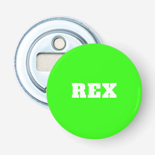Neon Green and White Modern Name Pet Bottle Opener