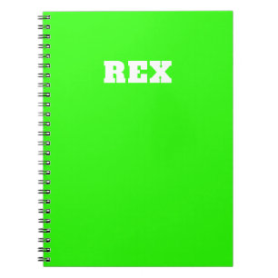 Neon Green and White Modern Name Pet Notebook