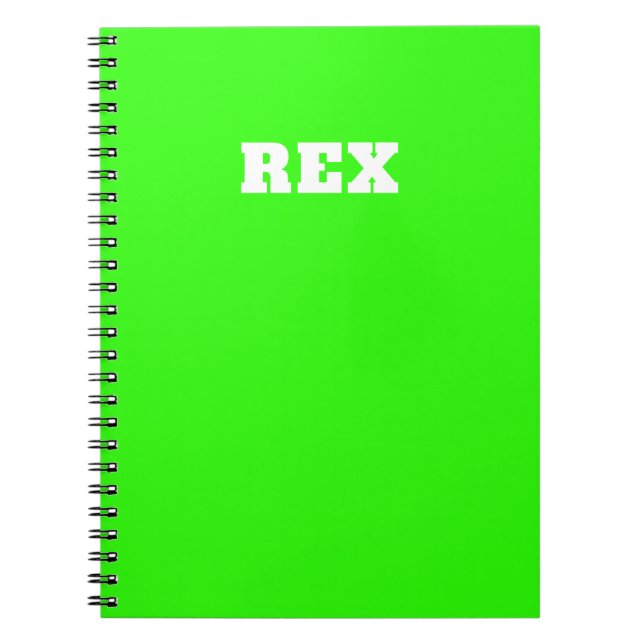 Neon Green and White Modern Name Pet Notebook (Front)