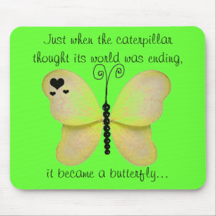 Neon Green and Yellow Butterfly Mouse Pad