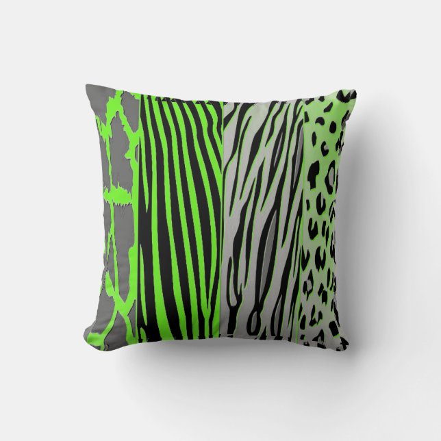 Neon Green Animal Print Pillow For A Modern Look (Front)