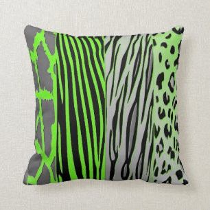 Neon Green Animal Print Pillow For A Modern Look
