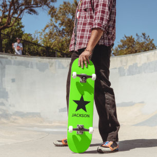 Neon Green Background Black Star Custom Skateboard