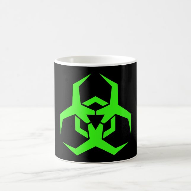 Neon Green Biohazard Symbol Coffee Mug (Center)