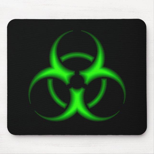 Neon Green Biohazard Symbol Mousepad (Front)