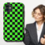 Neon Green Black Chequered Chequerboard Vintage iPhone 11 Case<br><div class="desc">Neon Green and Black Chequered Chequerboard | Vintage | Classic | Trendy | Stylish | Fashion | Minimal</div>