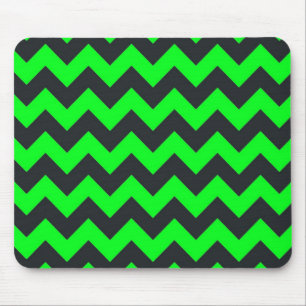 Neon green black chevron pattern mouse pad