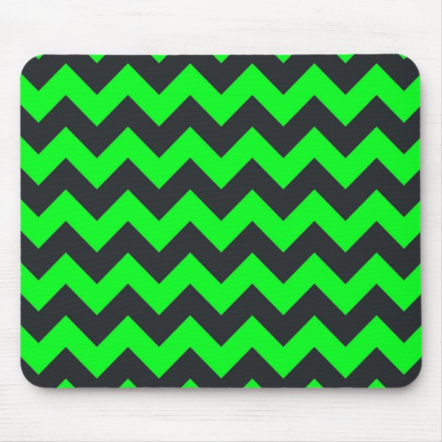 Neon green black chevron pattern mouse pad (Front)