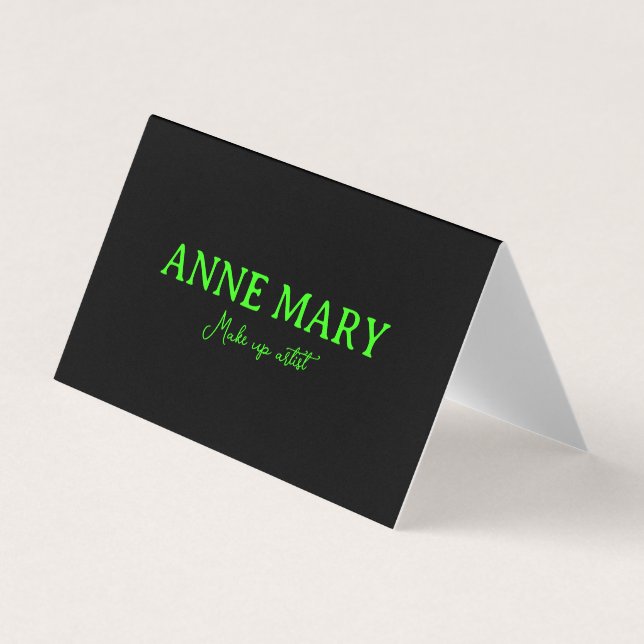 Neon Green Black Custom Colour Make Up Artist 2023 Business Card (Front)
