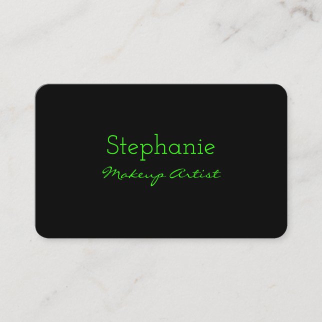 Neon Green Black Custom Colour Makeup Artist Salon Business Card (Front)