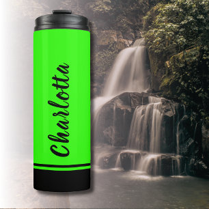 Neon Green Black   Elegant   Minimal Customised Thermal Tumbler