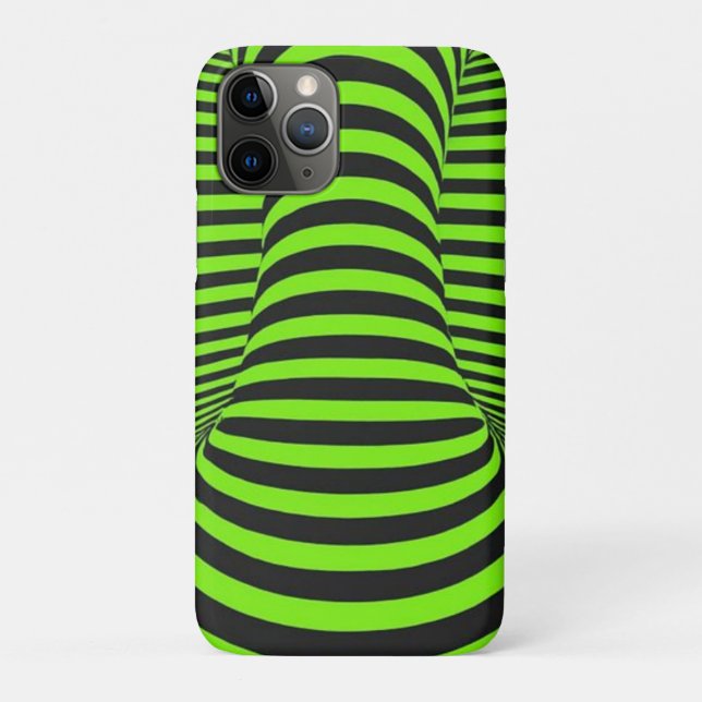 Neon Green & Black Optical Illusion Unisex Case-Mate iPhone Case (Back)