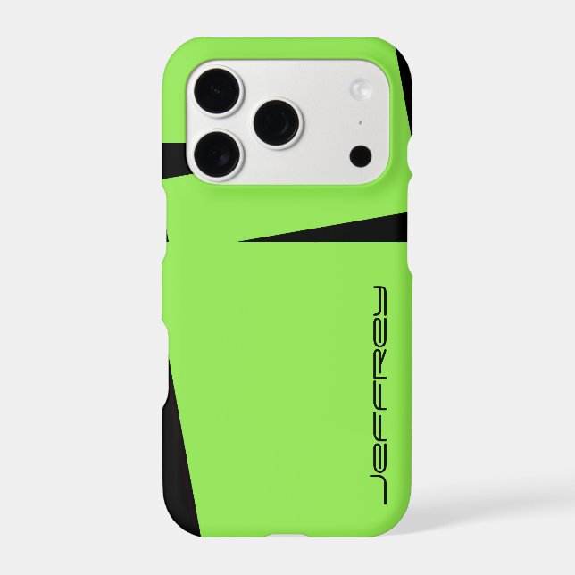 Neon Green & Black, Personalize Name, Simple (Back)
