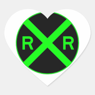 Neon Green & Black Railroad Crossing Sign Heart Sticker
