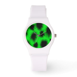 Neon Green Black Spike Sporty White Watch