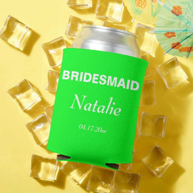 Neon Green Bride Wedding Bridesmaid  Can Cooler (In Situ Summer)