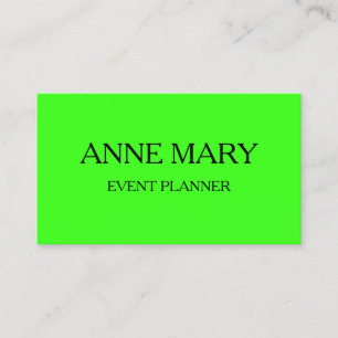 Neon Green Bright Colorful Wedding Event Planner Business Card