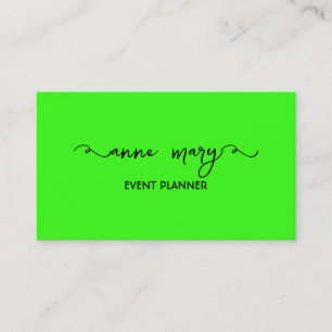 Neon Green Bright Colorful Wedding Events Modern Business Card