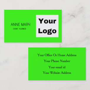Neon Green Bright Colorful Your Custom Logo Trendy Business Card
