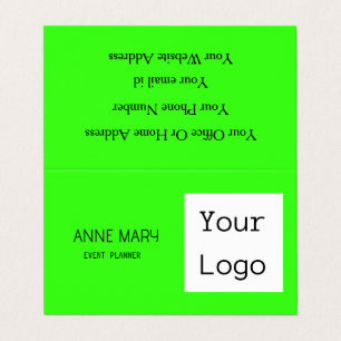 Neon Green Bright Colorful Your Custom Photo Logo Business Card