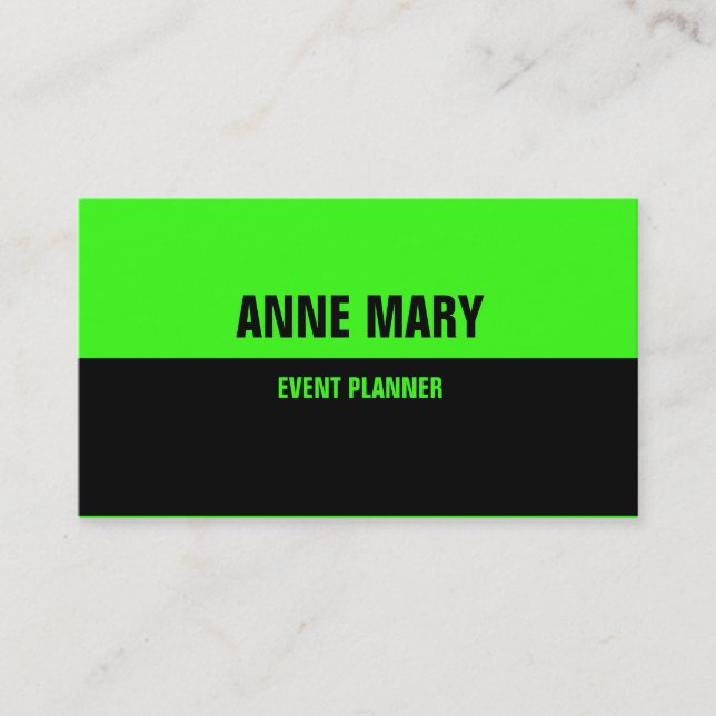 Neon Green Bright Colourful Custom Double Colour Business Card (Front)