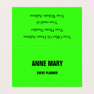 Neon Green Bright Colourful Wedding Event Modern Business Card