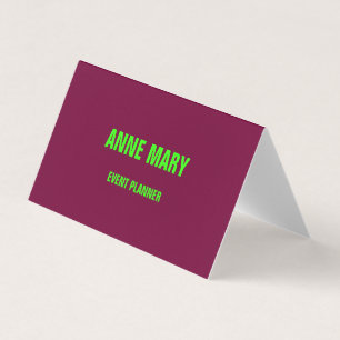 Neon Green Cherry Purple Custom Colour Weddings Business Card
