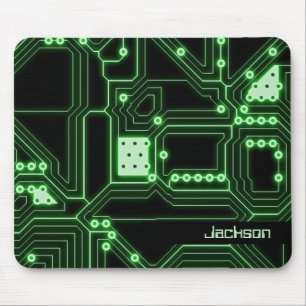 Neon Green Circuit Board Personalised Mouse Pad