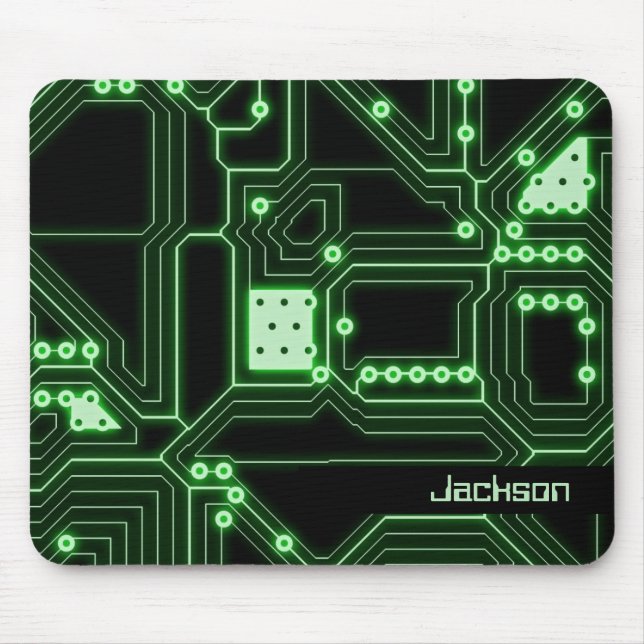 Neon Green Circuit Board | Personalised Mouse Pad (Front)