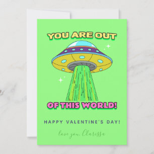 Neon Green Colourful UFO Funny Valentine's Day Coo Holiday Card
