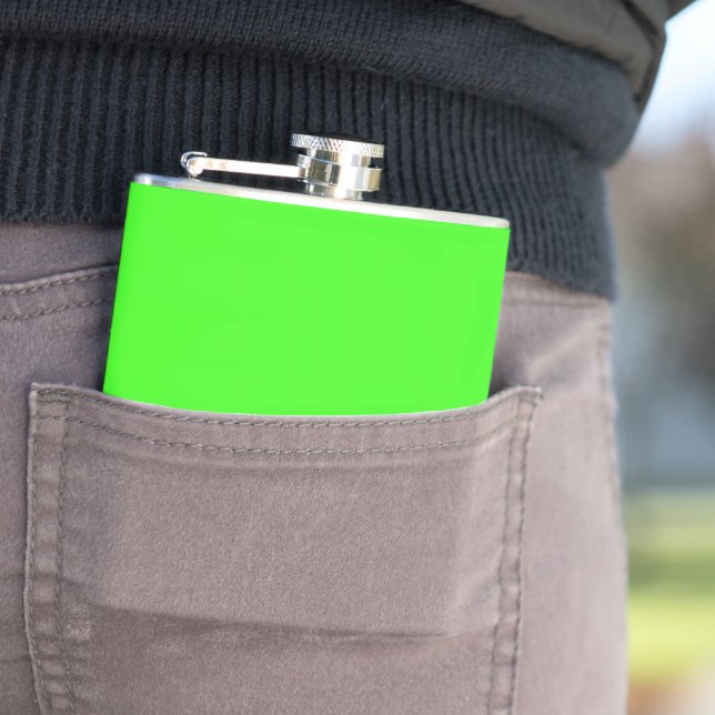 Neon Green Custom Vinyl Wrapped Flask (In Situ)