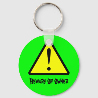 Neon Green Customisable  Warning Symbol Keychain