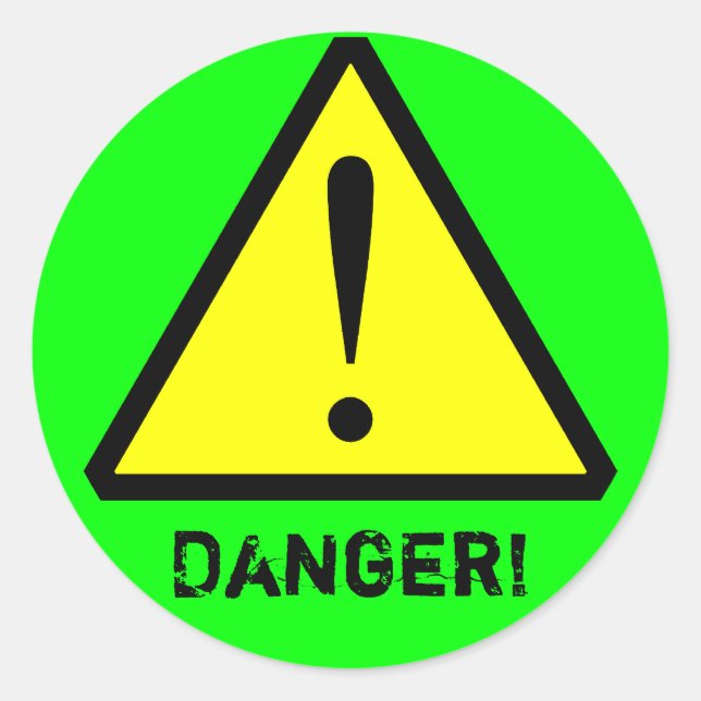 Neon Green Customisable Warning Symbol Sticker (Front)