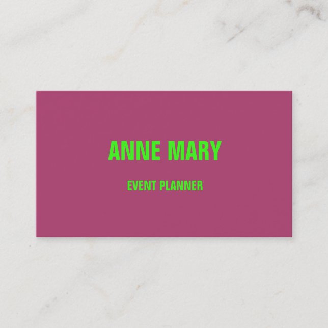 Neon Green Dark Pink Custom Colour Bright Colourfu Business Card (Front)