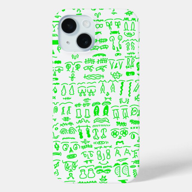 Neon Green Doodle iPhone Case - Abstract Line Art (Back)