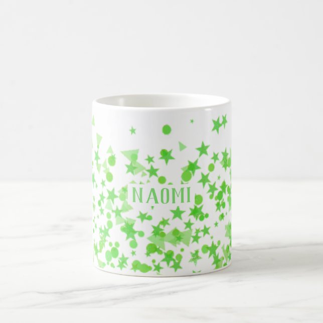 Neon Green Dots And Stars Coffee Mug (Center)