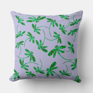 Neon Green Dragonflies Throw Pillow