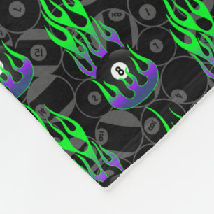 Neon Green Eight Ball  Fleece Blanket