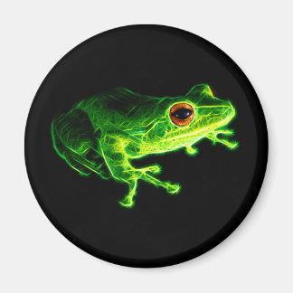 Neon Green Electric Tree Frog - Glowing Animal Des Magnet
