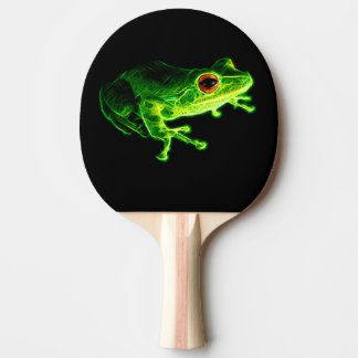 Neon Green Electric Tree Frog - Glowing Animal Des Ping Pong Paddle