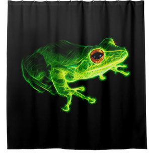 Neon Green Electric Tree Frog - Glowing Animal Des Shower Curtain