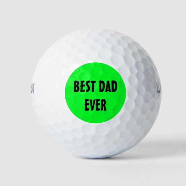 Neon Green Elegant Golfer Best Dad ever Bright Golf Balls (Front)