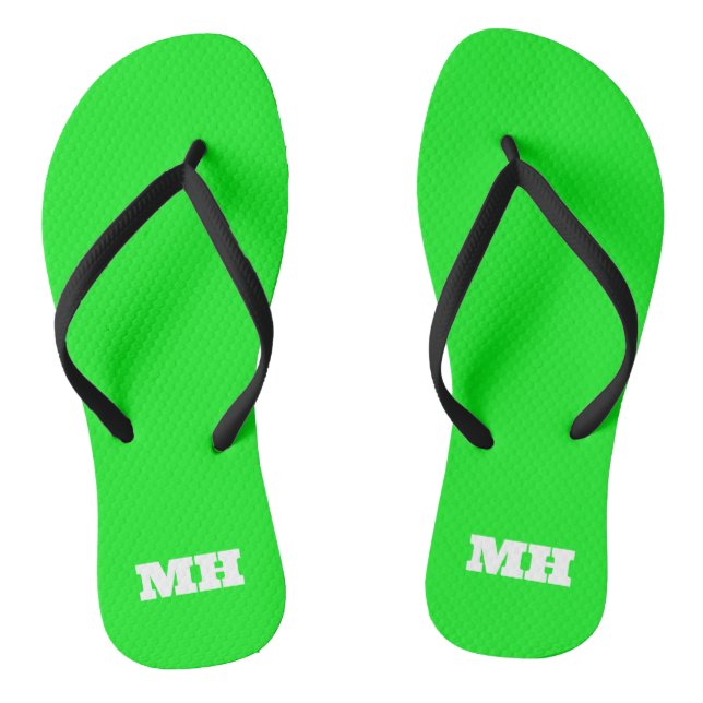 Neon Green Elegant Minimalist Colour Plain Bright Thongs (Footbed)