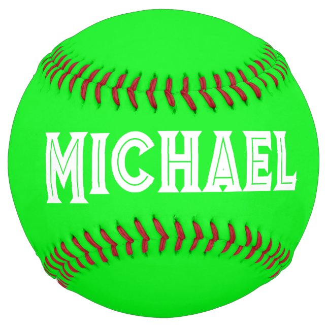 Neon Green Elegant Name Colour Plain Bright Softball (Front)
