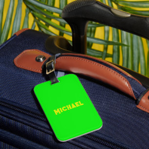 Neon Green Elegant Name Colour Travel Bright Luggage Tag
