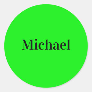 Neon Green Elegant Name Colour Trendy Fashion Classic Round Sticker