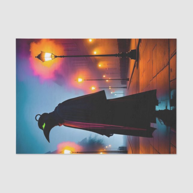 Neon Green Eyes Modern Day Plague Doctor Tissue Paper (Front)