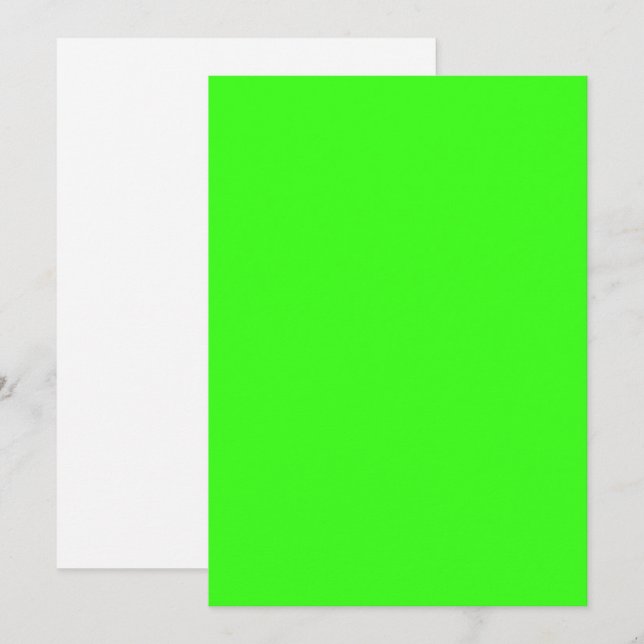 Neon Green Flat Save The Date Card – Customisable (Front/Back)