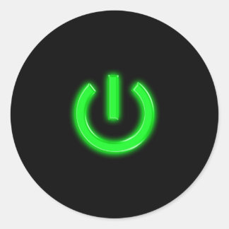 Neon Green Flourescent Power Button Classic Round Sticker