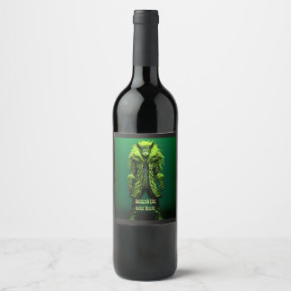 Neon Green Funky and Flashy Feral Animal Wine Label